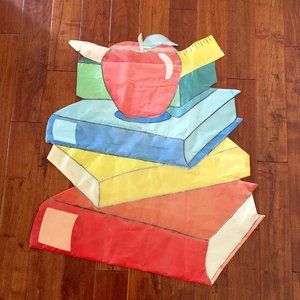 Vintage Back-To-School Large Nylon Garden Flag Books Apple September Teacher